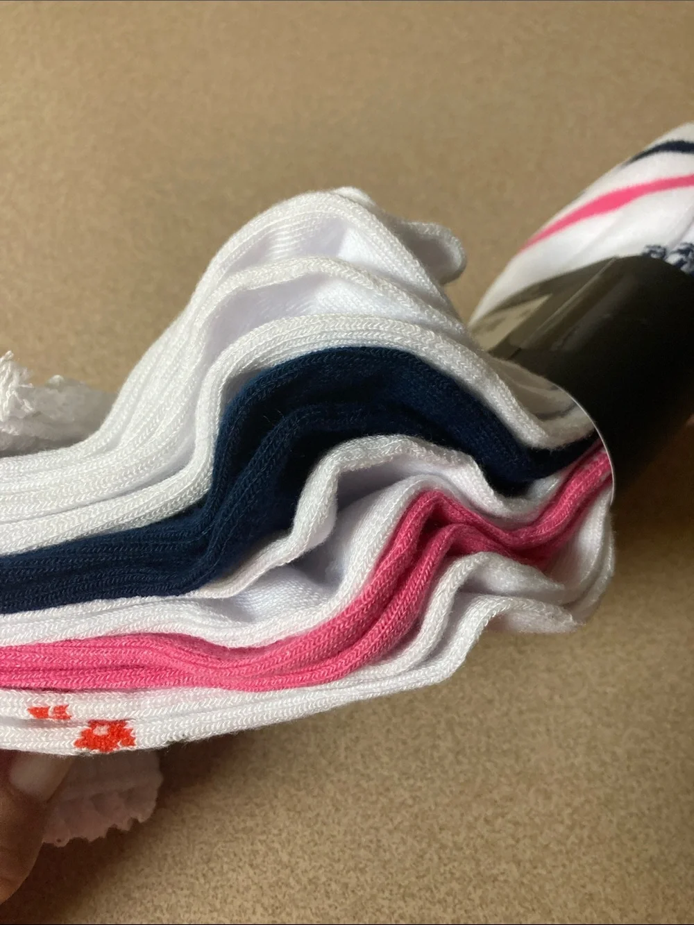 Madden NYC Women's White Floral Ankle Socks with Pink & Navy Accents